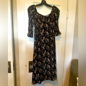 MIDI Floral black dress!